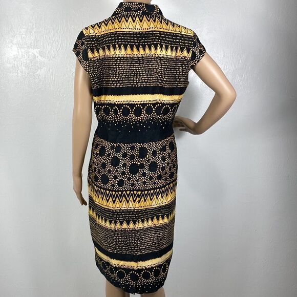Liz Claiborne black & gold cap sleeve collared shirt dress size 12P - Picture 4 of 9
